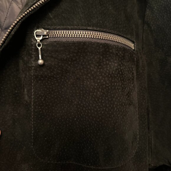 Vintage Retro BUM Equipment 2XL Black Genuine Suede Leather Jacket 90s Y2K Coat - Picture 15 of 15